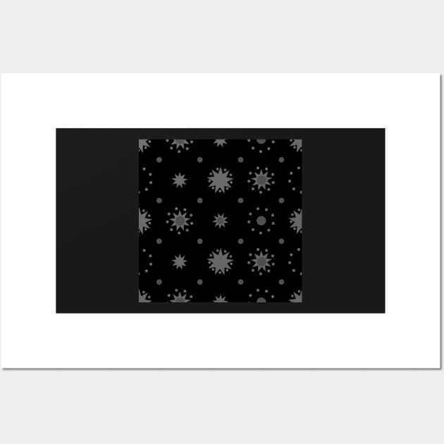 Suns and Dots Grey on Black Repeat 5748 Wall Art by ArtticArlo